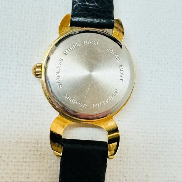 Avon Diamond Small Face Women's Watch Gold Black Dial Leather 2007 F313928-1/P - Picture 11 of 14
